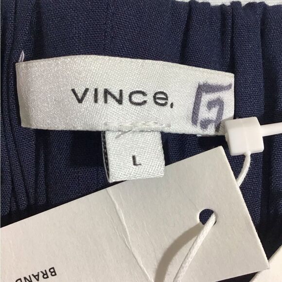 Vince Blue Pleat Front Pull-On Linen Blend Pants New Size Large - Picture 5 of 12